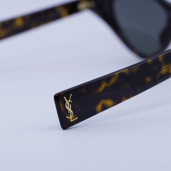 Saint Laurent SL M144 002 Sunglasses Havana Cat Eye Frame, Grey Lenses - Picture 8 of 10